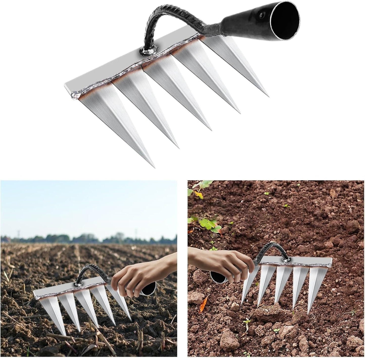 Heavy-Duty 5-Tooth Carbon Steel Garden Weeder